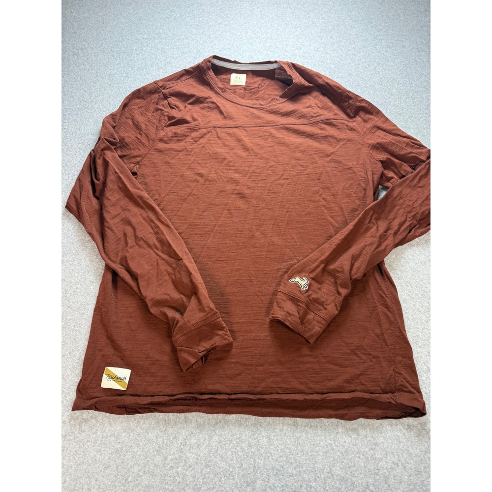 Tracksmith Harrier Long Sleeve Shirt Mens XL Rust Brown Merino Wool Running Top